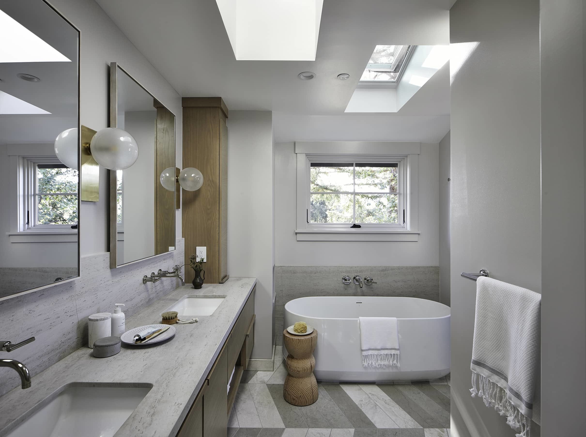 Bathroom white stone skylights tubjpg